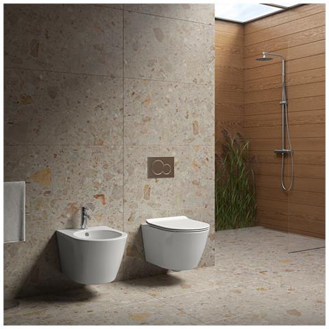 Sanitari Sospesi Salvaspazio Wc, Bidet, Copriwater Soft-close Grecale Bianco - Foto 3