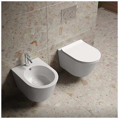 Sanitari Sospesi Salvaspazio Wc, Bidet, Copriwater Soft-close Grecale Bianco - Foto 1