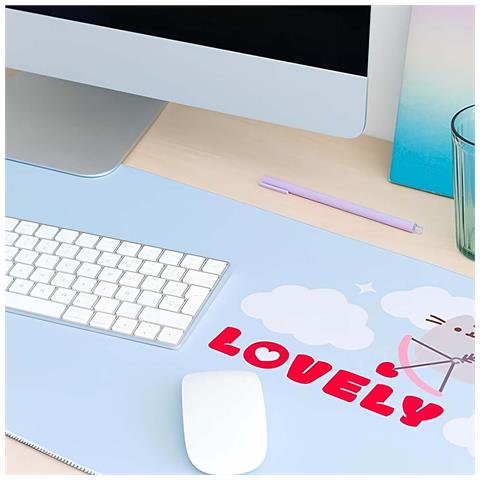 Tappetino Per Mouse Xxl Per Pc Purrfect Love Impermeabile Antiscivolo, Celeste - Foto 5