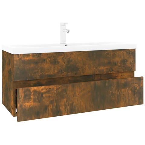 Mobile Bagno con Lavabo Integrato Rovere Fumo Legno Multistrato - Foto 1