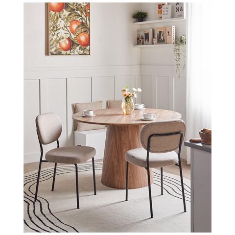 Set Di 2 Sedie Da Pranzo Loleta Tessuto Marrone Chiaro - Foto 1