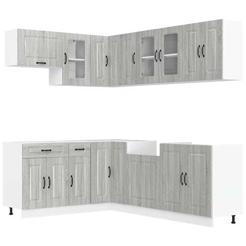Set Mobili da Cucina 11 pz Kalmar Grigio Sonoma in Truciolato - Foto 1