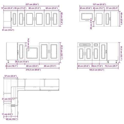 Set Mobili da Cucina 11 pz Kalmar Grigio Sonoma in Truciolato - Foto 9