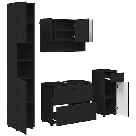 Set di mobili per il bagno 4 pcs Nero 30 x 35 x 192 cm - Foto 1