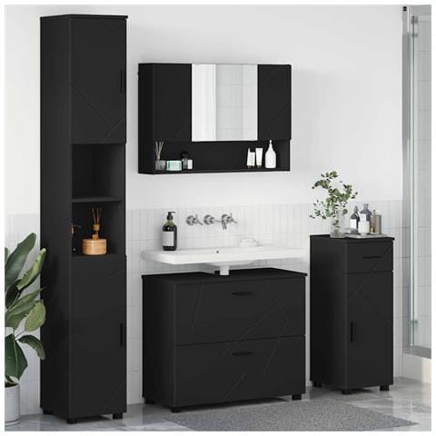 Set di mobili per il bagno 4 pcs Nero 30 x 35 x 192 cm - Foto 2