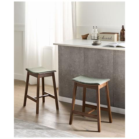 Set Di 2 Sgabelli Da Bar Dixon Legno Marrone Scuro /verde - Foto 1