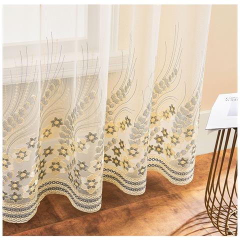 Tenda Velo Ricamata Grigia Con Motivi Floreali - Pannello Voile Con Passante Per Bastone Per Soggiorno, Camera Da Letto M - Foto 2