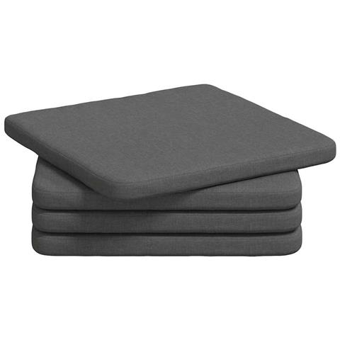 Cuscini per Seduta 4 pcs Grigio scuro 40 x 40 x 3 cm Tessuto - Foto 1