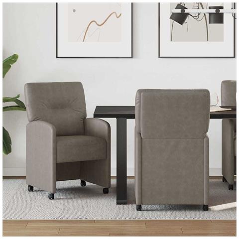 Sedie da Pranzo con Ruote 2 pcs Grigio 57 x 67 x 95 cm - Foto 2
