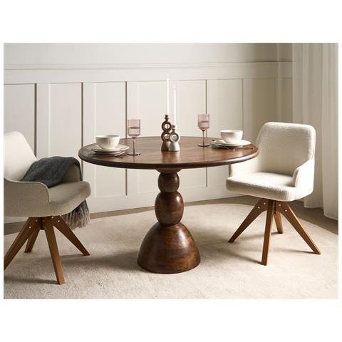 Tavolo Da Pranzo Silvon Marrone Scuro 120 Cm 120 Cm Legno Di Mango - Foto 1