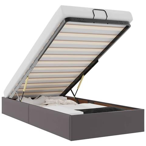 Struttura Letto Pouf senza Materasso Grigio 80x200cm Similpelle - Foto 1