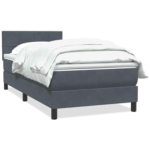 Giroletto a Molle con Materasso Grigio Scuro 80x220 cm Velluto - Foto 1