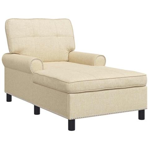Chaise Lounge con cuscino Crema 91 x 157 x 91 cm Tessuto - Foto 1