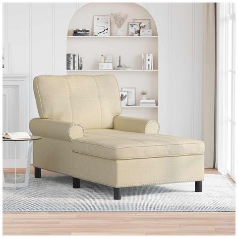 Chaise Lounge con cuscino Crema 91 x 157 x 91 cm Tessuto - Foto 2