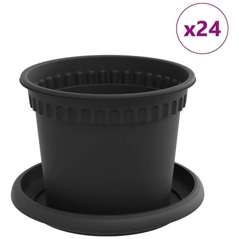 Vasi per Piante 24 pcs Nero Ø 12,5 x 10 cm Plastica - Foto 1