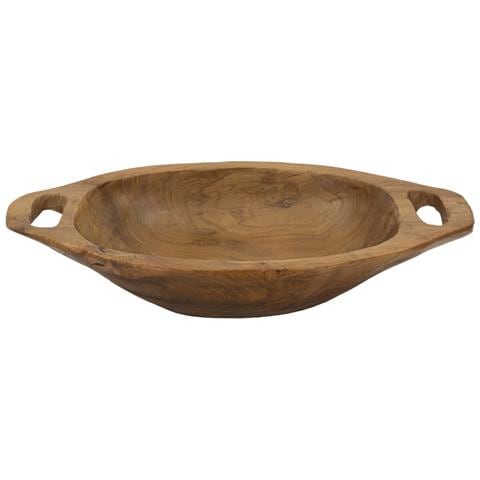Ciotola Svuotatasche Wan In Teak Riciclato Con Manici 37x26,5x7 Cm — Pezzo Unico - Foto 1
