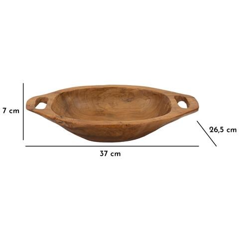 Ciotola Svuotatasche Wan In Teak Riciclato Con Manici 37x26,5x7 Cm — Pezzo Unico - Foto 8