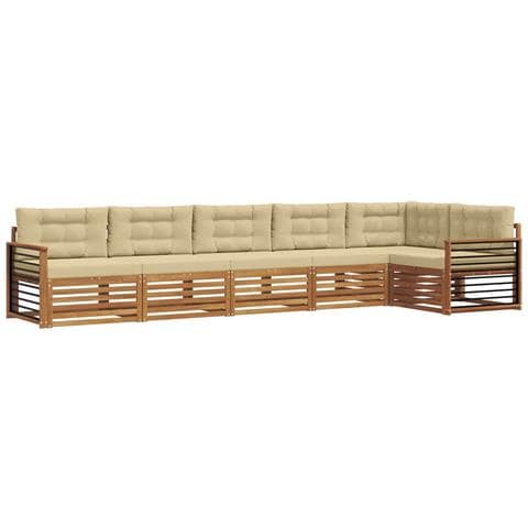Set di divani da esterno con cuscino 6 pcs Naturale e Beige - Foto 1