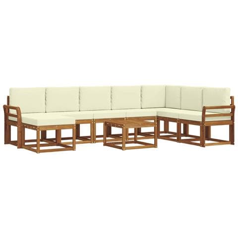 Set di divani da esterno con cuscino 9 pcs Naturale e Crema - Foto 1