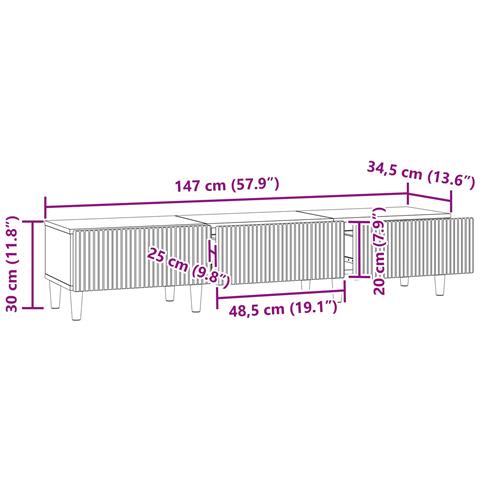 Mobile TV Bianco Lucido 147 x 34,5 x 30 cm Legno ingegnerizzato - Foto 9