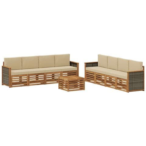 Set divani con cuscino 9 pcs Legno di Acacia Massello - Foto 1