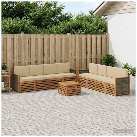 Set divani con cuscino 9 pcs Legno di Acacia Massello - Foto 2