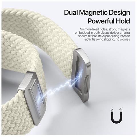 Cinturino Orologio per Apple Watch Series 11 10 42mm - Nylon, Bianco Stellare - Foto 4