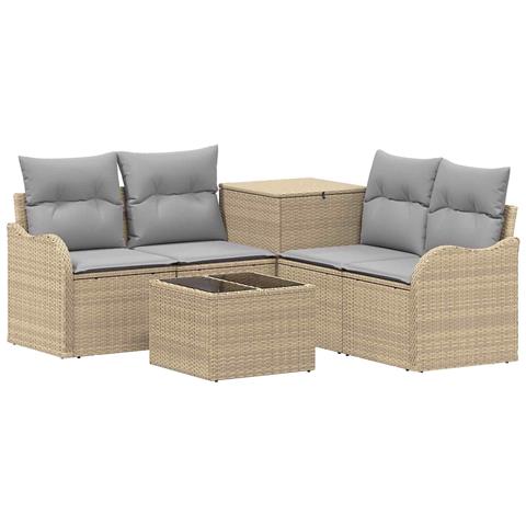 Set di divani 6 pz Beige e Grigio Chiaro - Foto 1