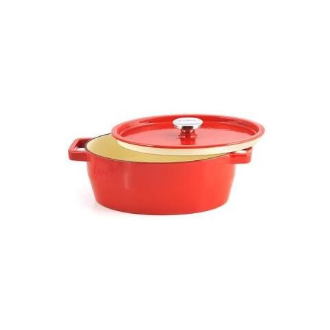 Cocotte Ovale 2 Maniglie con Coperchio ad Induzione 29 cm Rosso - Foto 3