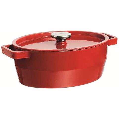 Cocotte Ovale 2 Maniglie con Coperchio ad Induzione 29 cm Rosso - Foto 2