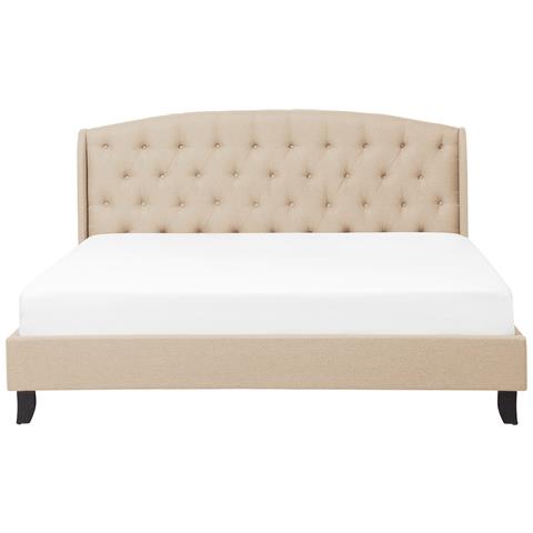 Letto In Tessuto Beige 160 X 200 Cm Bordeaux - Foto 19