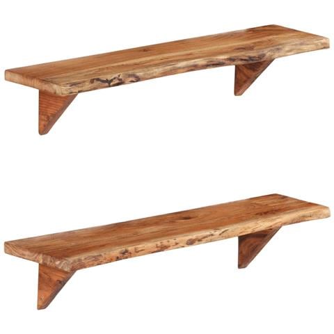 Mensole 2 pz 90x20x18 cm in Legno Massello di Acacia - Foto 1