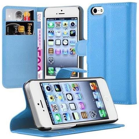 Cadorabo Custodia Compatibile Con Apple Iphone 5 / Iphone 5s / Iphone Se In Pastello Blu - Coperchio Protettiva Con Chiusura Magnetica, Funzione Stand E Tasca Per Le Carte - Foto 1