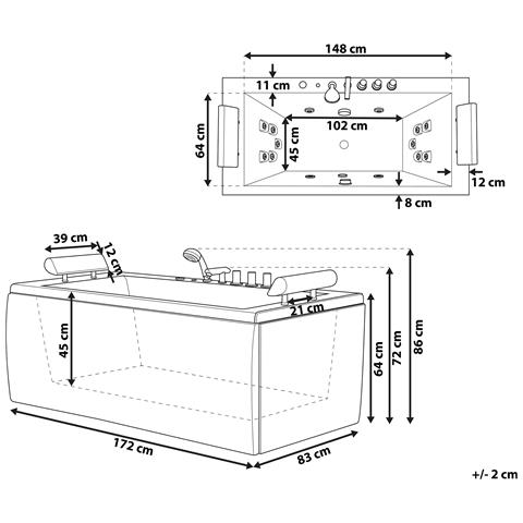 Vasca Idromassaggio Nera Con Led 170 Cm Montego - Foto 15