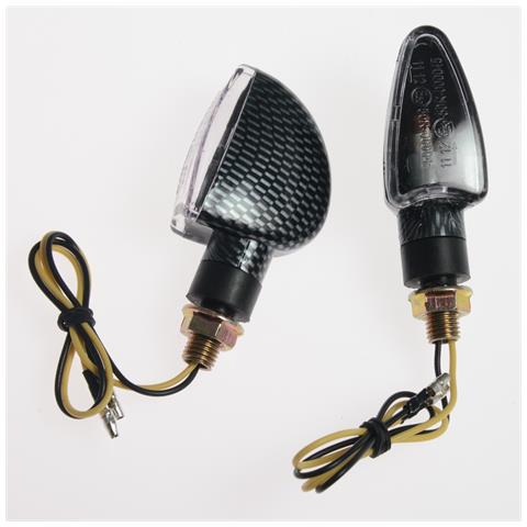 Coppia Indicatori Direzione Frecce Moto Universali Sport Scooter Naked Carbonio - Foto 1