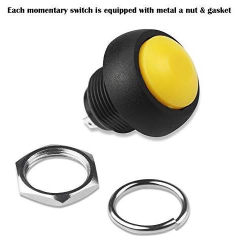 18pcs 12mm Momentaneo Interruttore Di Pulsante Impermeabile Interruttore Horn 3a 125v Lockless Mini Rotonda On Off Self-pulsante Di Ripristino Interruttore Per Arduino Raspberry Pi Lampada Da Tavolo Campanello (6 Colori) - Foto 4