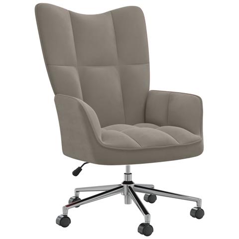 Sedia Relax Grigio Chiaro in Velluto - Foto 1