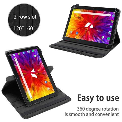 Custodia Per Tablet Compatibile Con Acepad A121 (10.1 Zoll) In Nero - Coperchio Protettivo A 360 Gradi Fatto Di Finta Pelle Con Funzione Di Stand E Banda Elastica - Foto 2