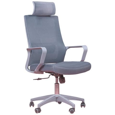 Sedia Da Ufficio Ergonomica In Mesh Traspirante Con Finiture Grigie E Poggiatesta Regolabile - Mesh - Foto 1