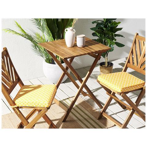 Set Di 2 Cuscini Sedie Da Giardino Giallo Bianco 37 X 34 Cm Terni - Foto 1
