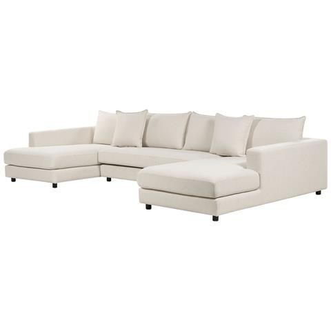 Divano Angolare 5 Posti Lilviken Tessuto Beige Chiaro - Foto 2