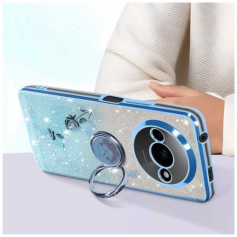 Cover Fiori Glitter Per Xiaomi Redmi A3 Silicone Anello Supporto - Foto 2