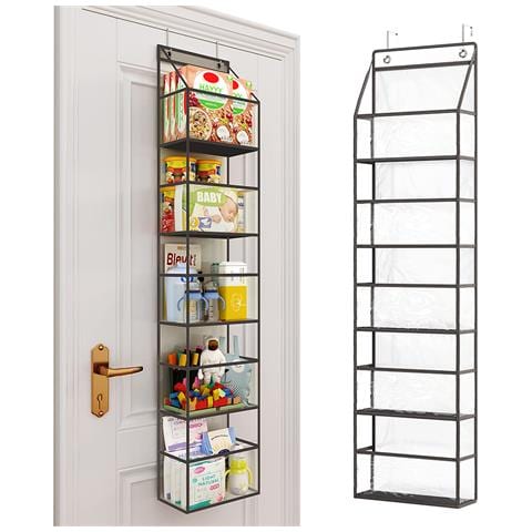 Organizer 5 Scaffali Da Porta Unità Di Mensole Multi Ripiano Salvaspazio Nero - Foto 1