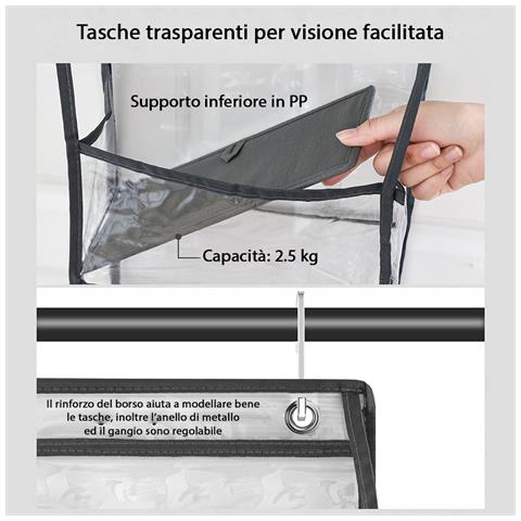 Organizer 5 Scaffali Da Porta Unità Di Mensole Multi Ripiano Salvaspazio Nero - Foto 5