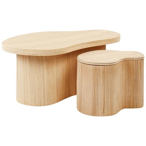 Set Di 2 Tavolini Da Caffè Salanti Rattan Naturale - Foto 2