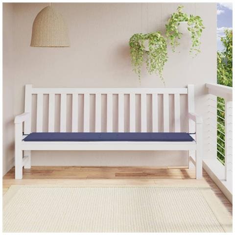Cuscino Panca Da Giardino Blu Marino 200x50x3 Cm Tessuto Oxford - Foto 1
