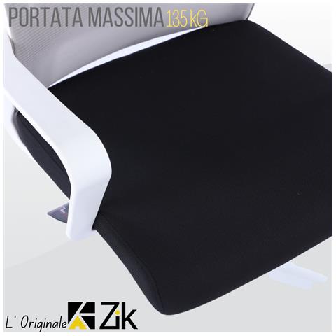 Sedia Ufficio Girevole Con Braccioli Poltrona Da Scrivania Con Supporto Lombare E Ruote, Altezza Regolabile - Bianco Grigio - Foto 2