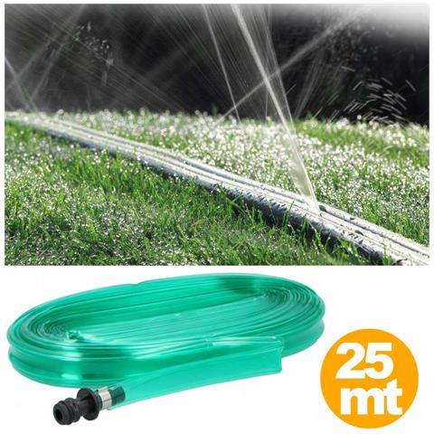 Tubo Piatto Microforato 25 Mt Irrigazione Giardino Piante Esterno con Connettore - Foto 1