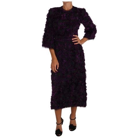 Abito Tubino Midi Con Frange Viola - It40-s - Foto 1