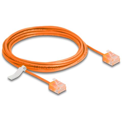 Cavo di rete RJ45 Cat. 6 UTP Ultra Slim 3 m arancione con connettori corti - Foto 1